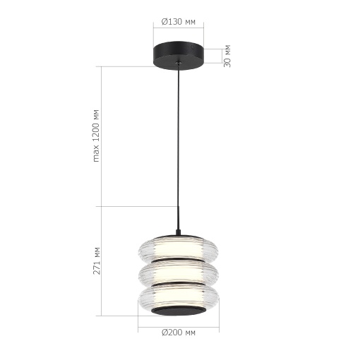 SL6239.403.03 Светильник подвесной ST-Luce черный/прозрачный LED 1*16W 3000K ФРИТЕЛЛА