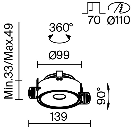 Встраиваемый светильник Technical DL060-9W3-4-6K-TRS-W
