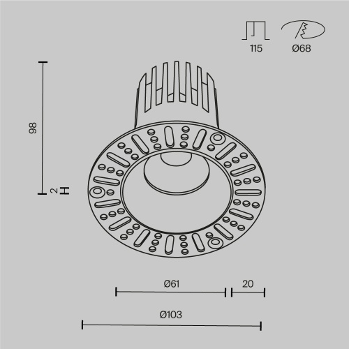 Встраиваемый светильник Technical DL121-15W-2.7K-TRS-W